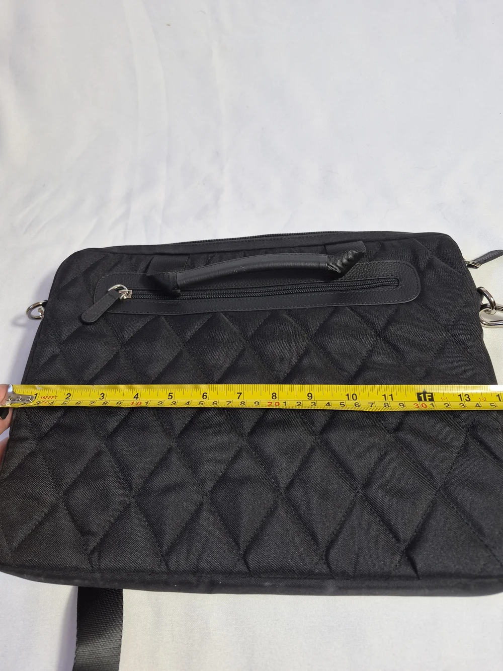Black Quilted Laptop Bag with Shoulder Strap - Unbranded